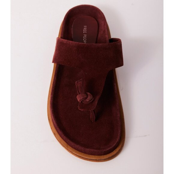 FREE PEOPLE Mika Footbed Sandals / Cherry Cola Suede - Picture 9 of 12